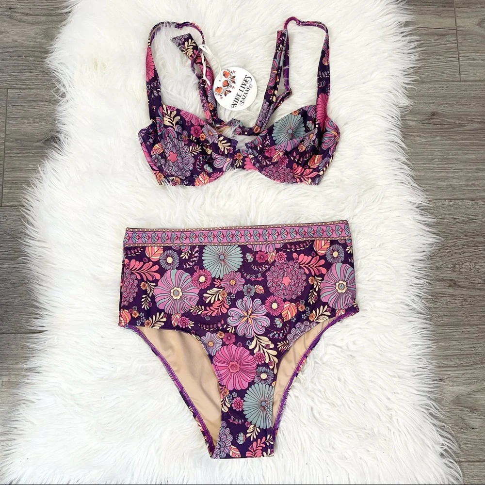 Nine Lives Bazaar Tallow Bikini Indigo Child Purple NWT - Picture 3 of 5